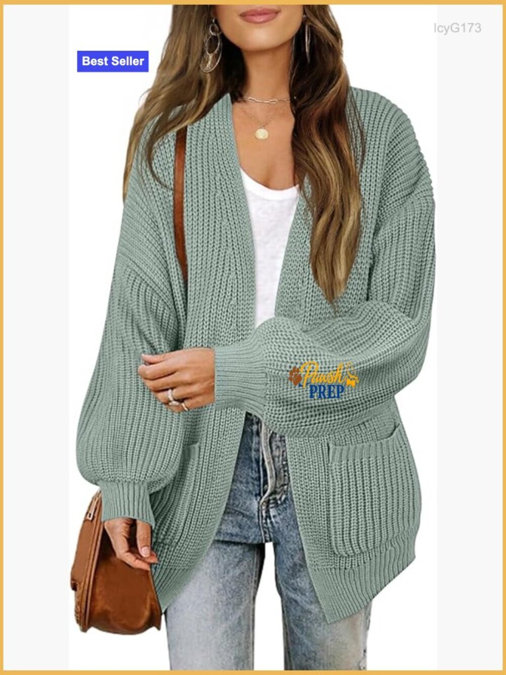 Chunky Oversized Cardigan with Pockets, Open Front Knit Sweater